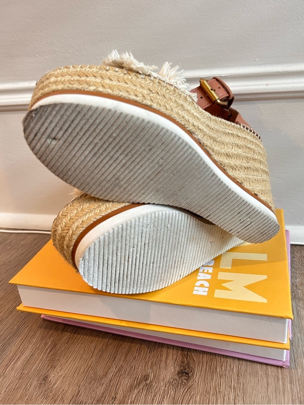 See By Chloe Glyn Espadrille Tan and Cream Fringe Sandal Wedges - Picture 8 of 8